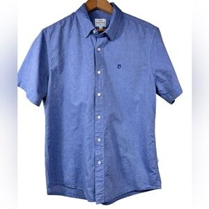 Peter Werth short-sleeve button-down shirt, Large, blue, cotton Preppy Classic